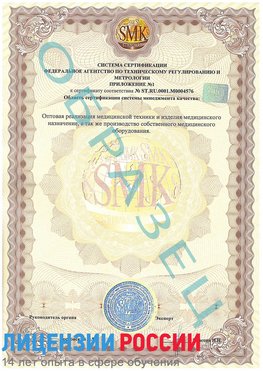Образец сертификата соответствия (приложение) Питкяранта Сертификат ISO 13485